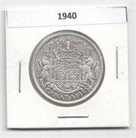 1940 Canada 50 Cent Silver Coin