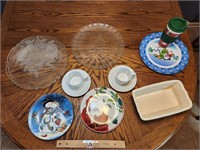 Lot Of Christmas Dishes. 
Blue Plate And Travel