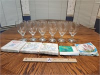 Set of 6 Wine Glasses, and Assorted Beverage