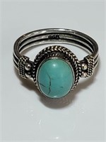 NA Sterling Silver Oval Turquoise Ring