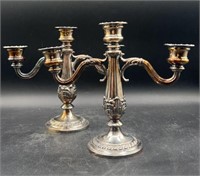 Pair of Vtg Silver Plated W.B. MFG Co. Candelabras