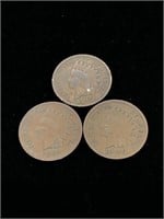 Pair of Antique 1C Indian Head Penny Coins -