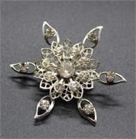 Theatrical Faux Gem Floral Brooch