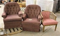 (2) Swivel Rocking Chairs & (1) Cloth Chair