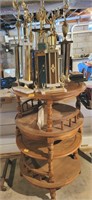 PAIR ROUND END TABLES W/TROPHIES