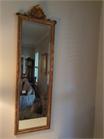 Tall gold bevelled mirror approx 53"h 16w