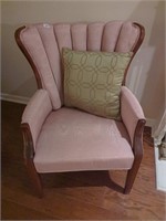 Vintage pink channel back chair