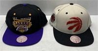 Lot of 2 Raptors/Lakers Snapback Hats - NEW $90
