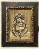 (RK) I.F.Pope Carved Wood Art 20” x 24”