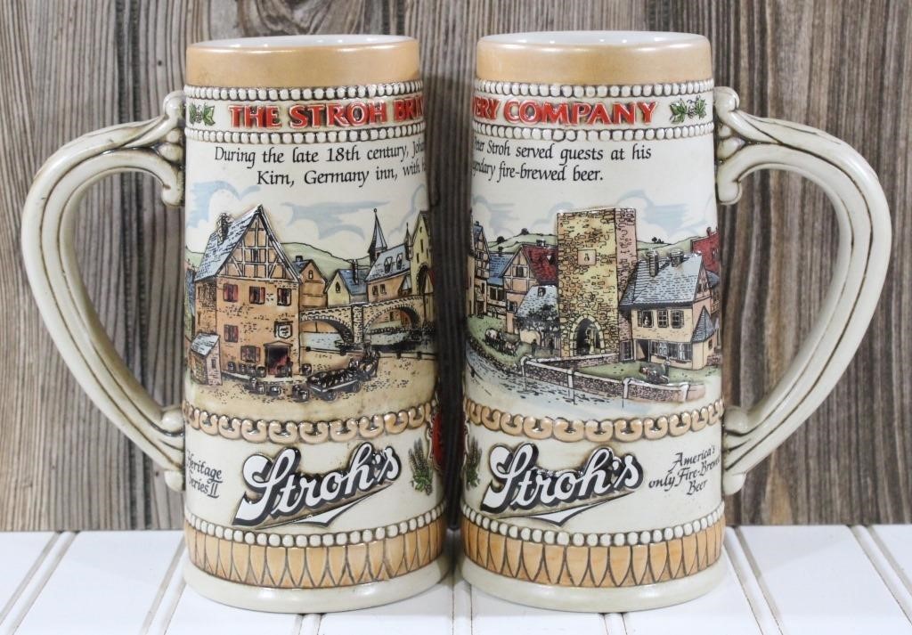 Pair of Stroh Beer Steins