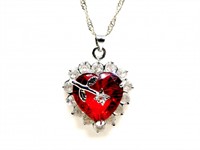 Ruby Red Heart Necklace