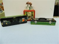 John Deere Deer On Bike, 2 JD New Pencil Boxes &