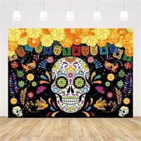 (N) AIBIIN 7x5ft Day of The Dead Backdrop Mexican