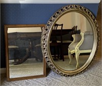 Wooden Framed Hanging Wall Mirrors, 24x18in and