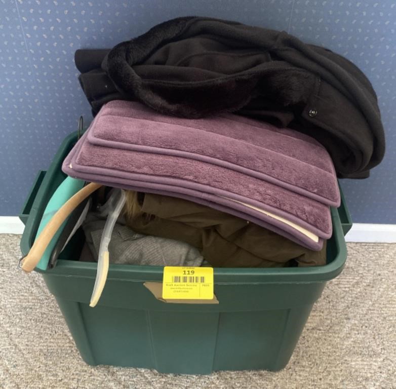 Tote Contents: Floor Mats, Jackets, Sweaters, And
