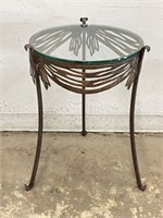 Metal Side Table With Glass Top