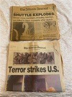 Vintage Newspapers (9/11 & Shuttle Explosion)