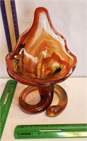 Hand blown jack in the pulpit coil base glass vase