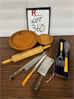 Knives, Wooden Bowl, Rolling Pin