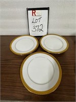 (5) Gold Rim Plates - 10 1/2" Diam