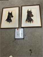 (2) Signed Pastel Dog Portraits