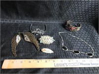 6 pc misc jewelry-bracelets- necklaces -Brooch