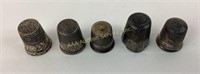 (5) sterling silver thimbles, one dented. 18