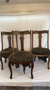 THREE EARLY WOODEN FRAMED PARLOUR CHAIRS
