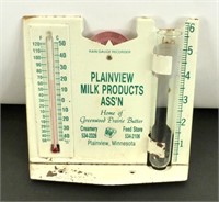 Tin Thermometer and Rain Gauge, Plainview Milk