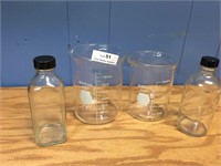 Lot of Beakers Chemist Glass Items