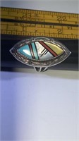 Zuni design ring marked E King