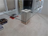 Modern Glass dinning table with marble/ stone