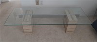 Glass coffee table with marble /stone base