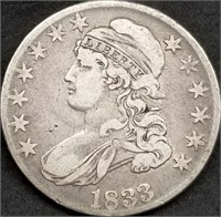 1833 Capped Bust Silver Half Dollar, Better Grade