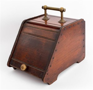 Victorian Wood and Brass Coal Scuttle