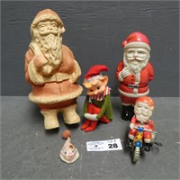 Early Celluloid & Paper Mache Santa's - Wind UP