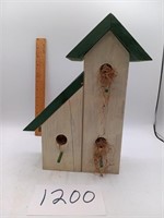 Wooden White and Green Bird House Decor