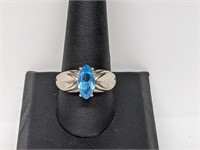.925 Sterling Silver Marquise Aquamarine Ring
