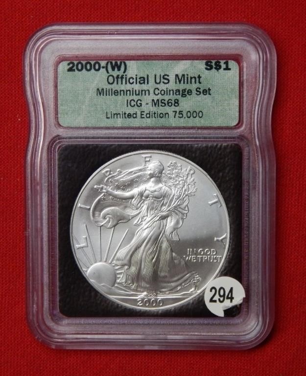 2000 (W) American Eagle ICG MS68 1 Ounce Silver