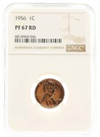 1956 US LINCOLN WHEAT 1C COIN NGC PF67 RD