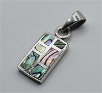 Sterling Silver Abalone Inlay Necklace Pendant