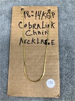 18" - 14 KGP Cobra Link Chain Necklace