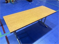 TABLE - BLONDE WOOD TOP - 5'x2' (LOCATED DAVIE,