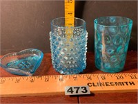 Vintage Blue Hobnail Glass Tiara Horizon Heart