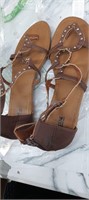 $35 Size:9 Brown Leather Studded Strappy Sandals