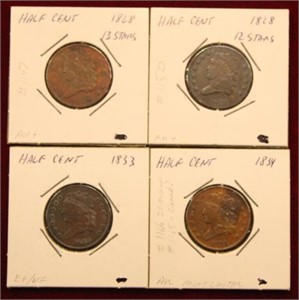US Half Cent Lot; (2) 1828,1833,1834