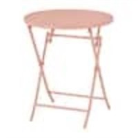 Pink Round Steel Folding Outdoor Bistro Table