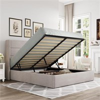 Allewie Full Size Lift Up Storage Bed, Modern Wing