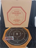Wooden Crokinole Board w/Game Pieces & Box