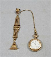 Victorian Ladies Gold Filled Pocket Watch & Chain